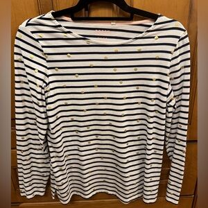 Striped Long Sleeve Top with Gold Polka Dots